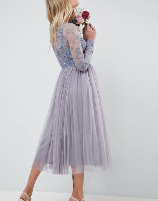 asos lilac midi dress