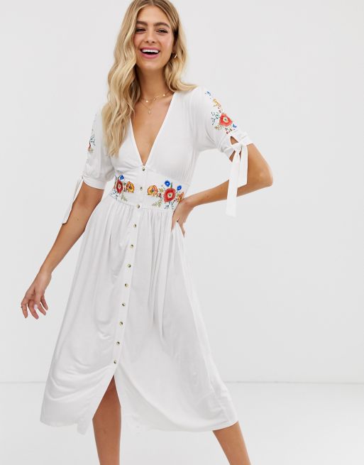 Asos design clearance embroidered midi dress