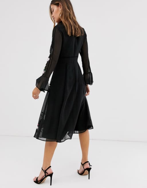 Asos black embroidered clearance dress