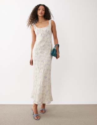 Asos Design Embroidered Midi Slip Dress In Multi