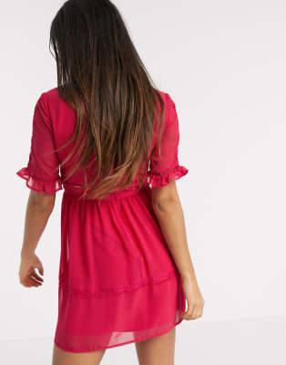 asos red and pink dress