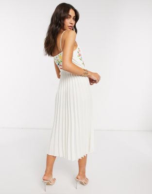 wrap front pleated cami dress