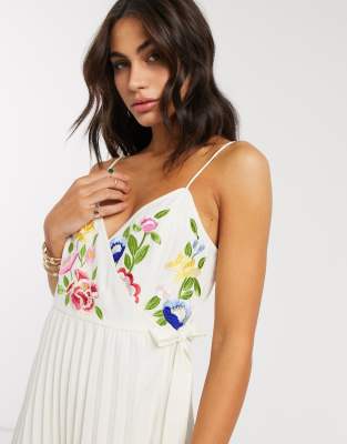 wrap front pleated cami dress