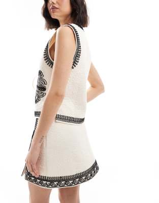 Asos Design Embroidered Quilted Mini Skirt