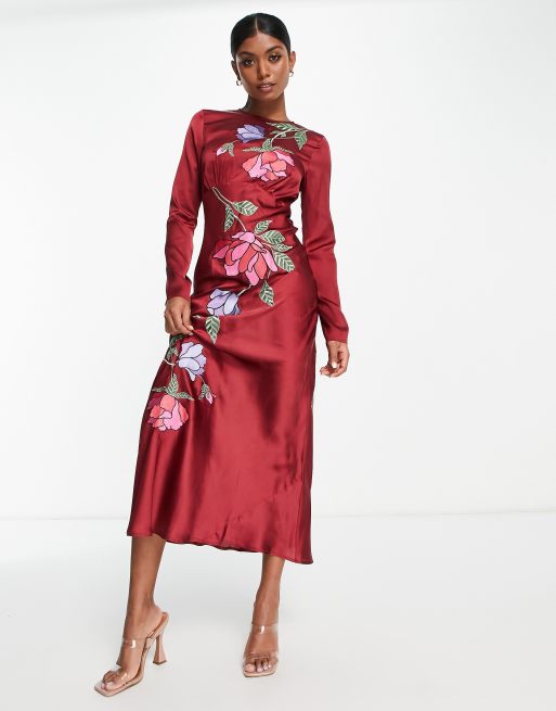 Berry satin outlet dress