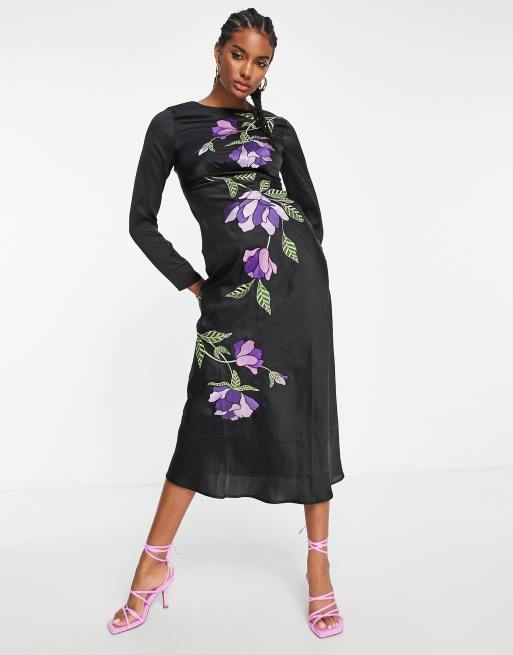 asos black silk dress