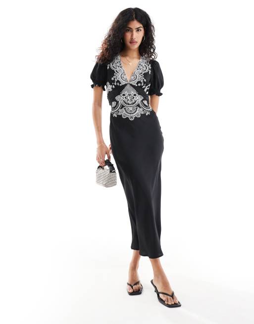 Black and white tea dress sale