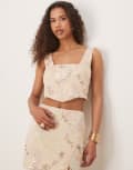 [ASOS DESIGN] ASOS DESIGN embroidered & sequin top in pink (part of a set) 10 pink