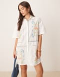 [ASOS DESIGN] ASOS DESIGN embroidered shirt mini dress in cream-White 10 Cream
