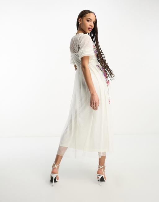 Asos design outlet embroidered midi dress