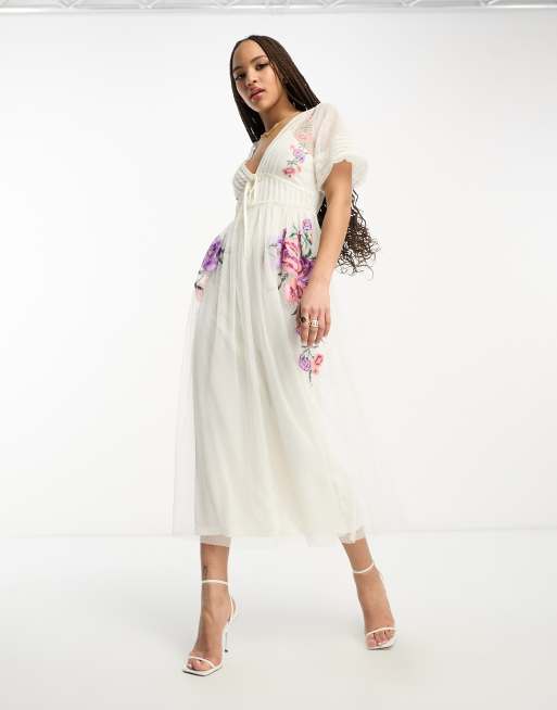 Asos design embroidered midi dress best sale