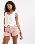 [ASOS DESIGN] ASOS DESIGN embroidered shorts in washed pink 16 Washed Pink