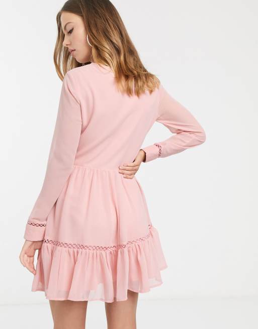 ASOS DESIGN embroidered skater mini dress with lace trims and pephem, 2 of 4