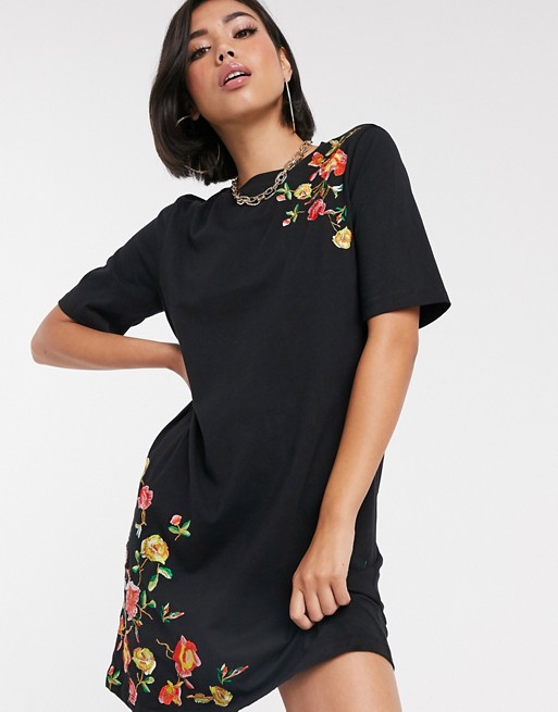 ASOS DESIGN embroidered t-shirt mini dress