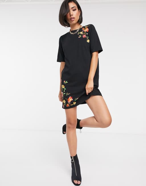 Embroidered store tshirt dress