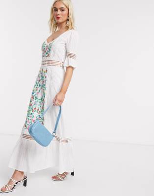 white embroidered dress asos