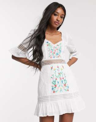 asos white embroidered dress