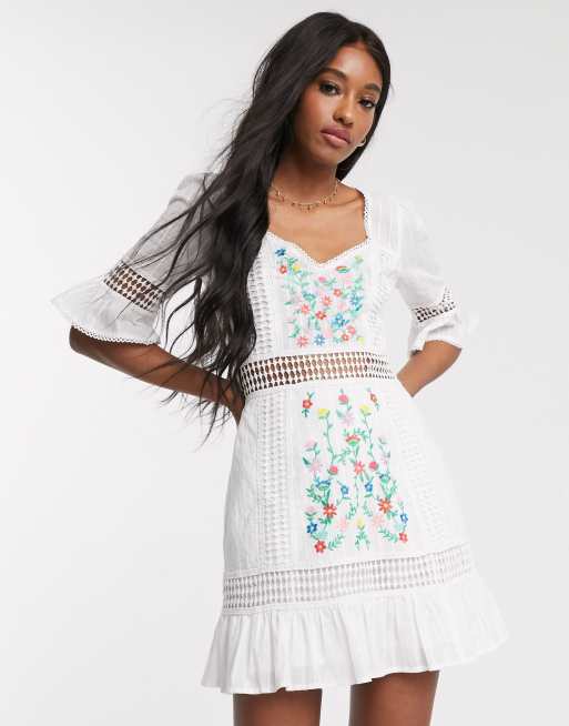 Asos white 2025 embroidered dress