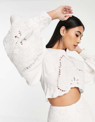 ASOS EDITION top & maxi skirt with cutwork embroidery in ivory