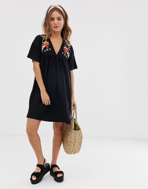 ASOS DESIGN embroidered ultimate cotton smock dress, 4 of 4