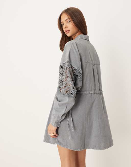 asos embroidered mini dress ASOS LUXE textured floral embroidered tiered mini dress in brown