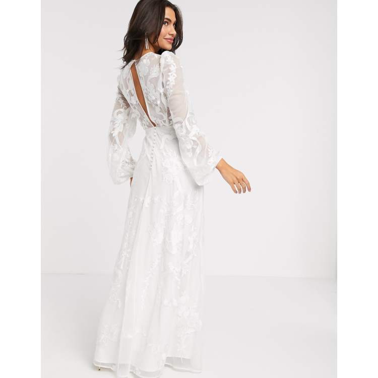 ASOS DESIGN embroidered wedding dress blouson sleeve | ASOS
