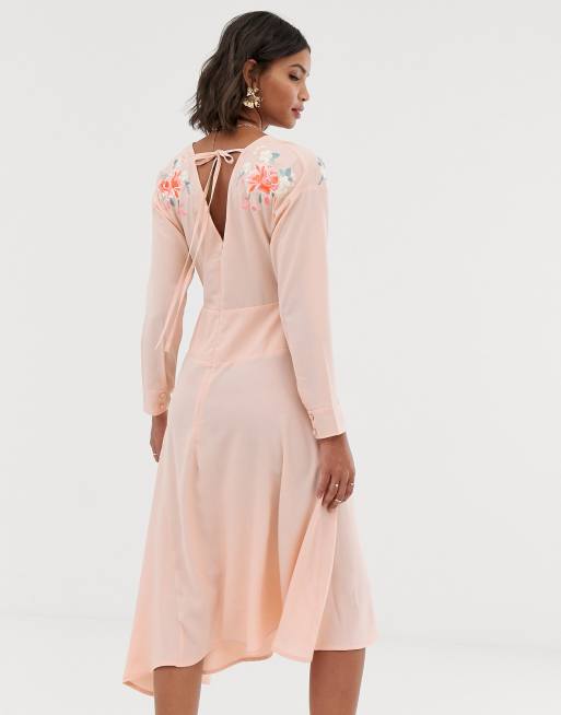 ASOS DESIGN embroidered wrap midi dress, 2 of 4