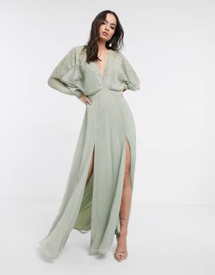 asos design cami maxi dress in crinkle chiffon with lace waist and strappy back detail