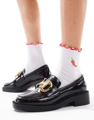 Asos Design Embroidery Chili Socks With Frill Top
