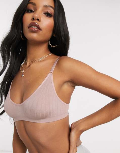 ASOS DESIGN – Emery – Kurzer, nahtloser, gerippter Triangel-BH