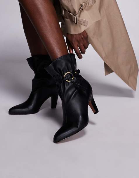 ASOS DESIGN Emil  paperbag heeled ankle boots in black - view 1