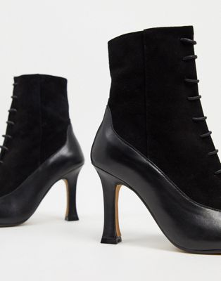 leather heeled lace up boots