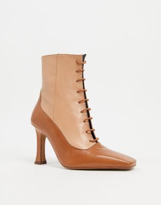 tan lace up heeled boots