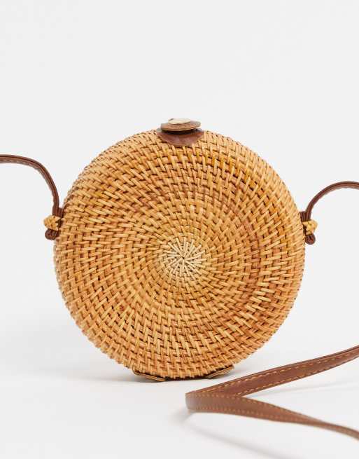 ASOS DESIGN emma circular rattan cross body bag