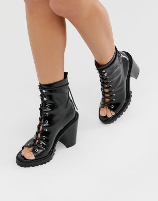 open toe lace boots