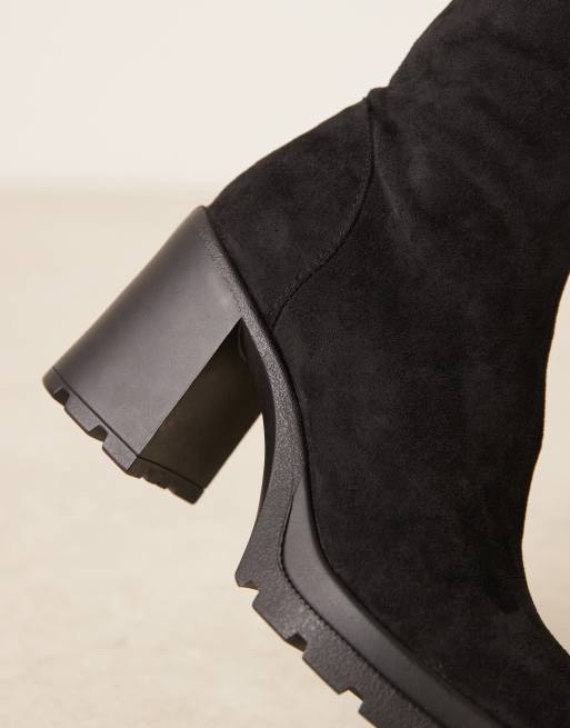 ASOS DESIGN - Emma - Sock boots met brede pasvorm, hak en dikke zool in zwart, 4 van 4