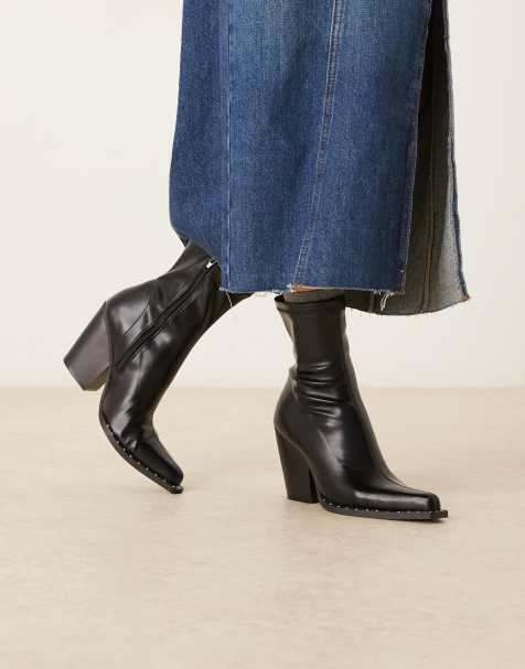 ASOS DESIGN - Emrys - Sorte western-sokke-ankelstøvler - view 1