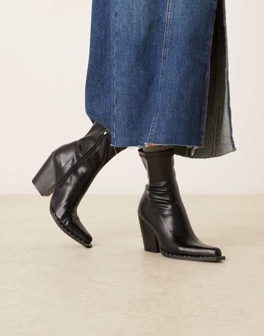 ASOS DESIGN - Emrys - Western enkel-soklaarzen met brede pasvorm in zwart, 3 van 4