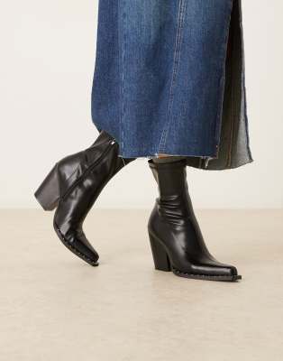 ASOS DESIGN - Emrys - Western-Sockenstiefeletten in Schwarz