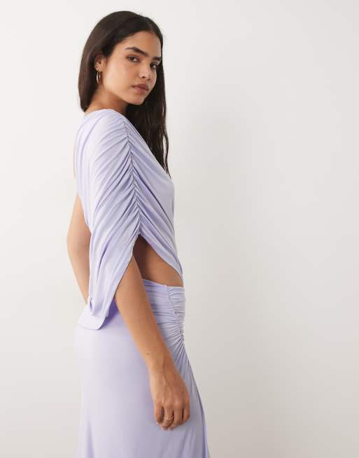 ASOS DESIGN enaxlad draperad topp i lila, 4 av 4