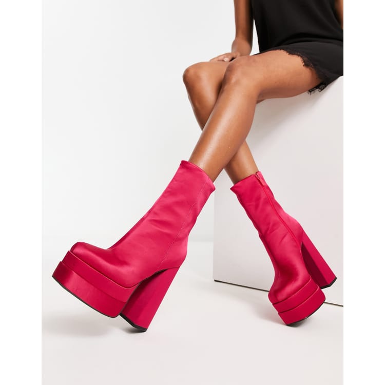 high heel boots pink