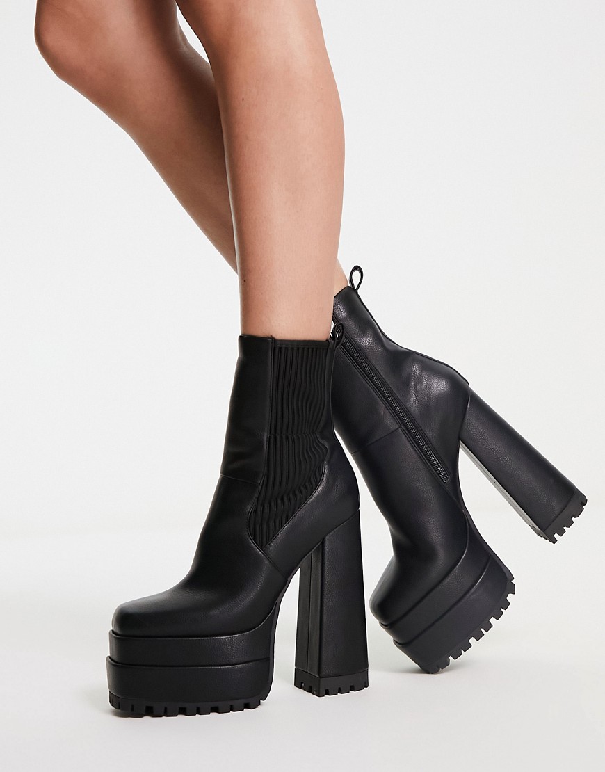 ASOS DESIGN Endgame high-heeled platform chelsea boots in black