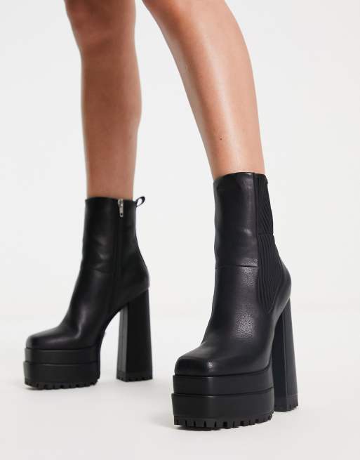 ASOS DESIGN Endgame high-heeled platform chelsea boots in black