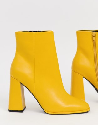 yellow leather booties