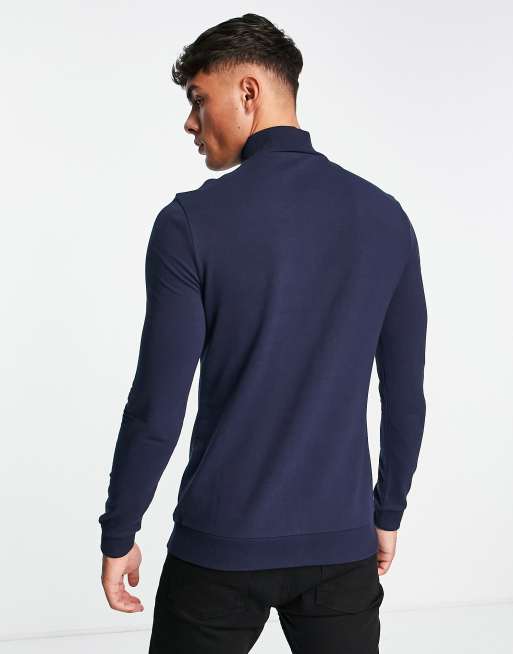 ASOS DESIGN – Eng anliegendes Sweatshirt mit halblangem Reißverschluss in Marineblau, 2 von 4
