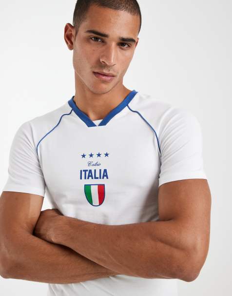ASOS DESIGN – Eng anliegendes T-Shirt in Weiß mit „Italia“-Print - view 1