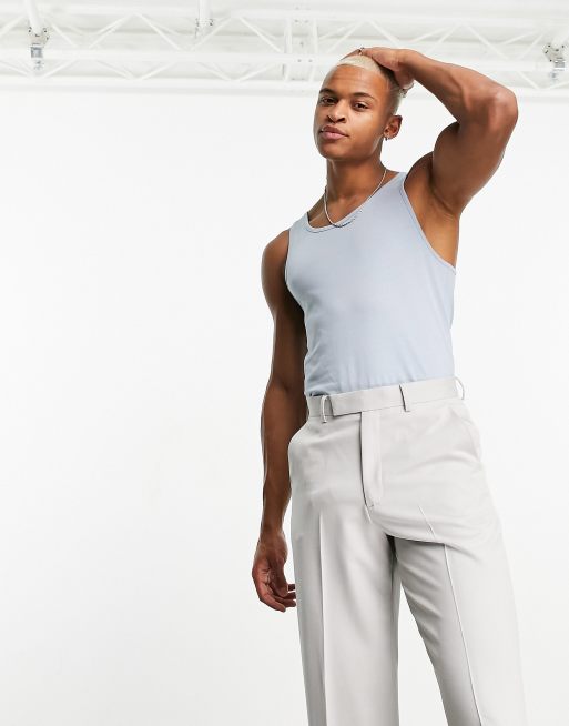 ASOS DESIGN – Eng anliegendes Trägertop in Blau mit U-Ausschnitt