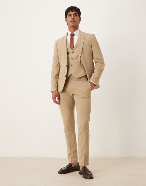 ASOS DESIGN – Eng geschnittene Anzughose in Beige - view 1