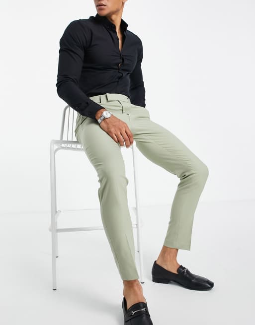 ASOS DESIGN – Eng geschnittene Anzughose in Blassgrün