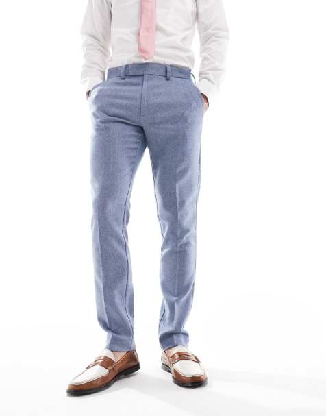 ASOS DESIGN – Eng geschnittene Anzughose in Blau mit Wollanteil - view 1
